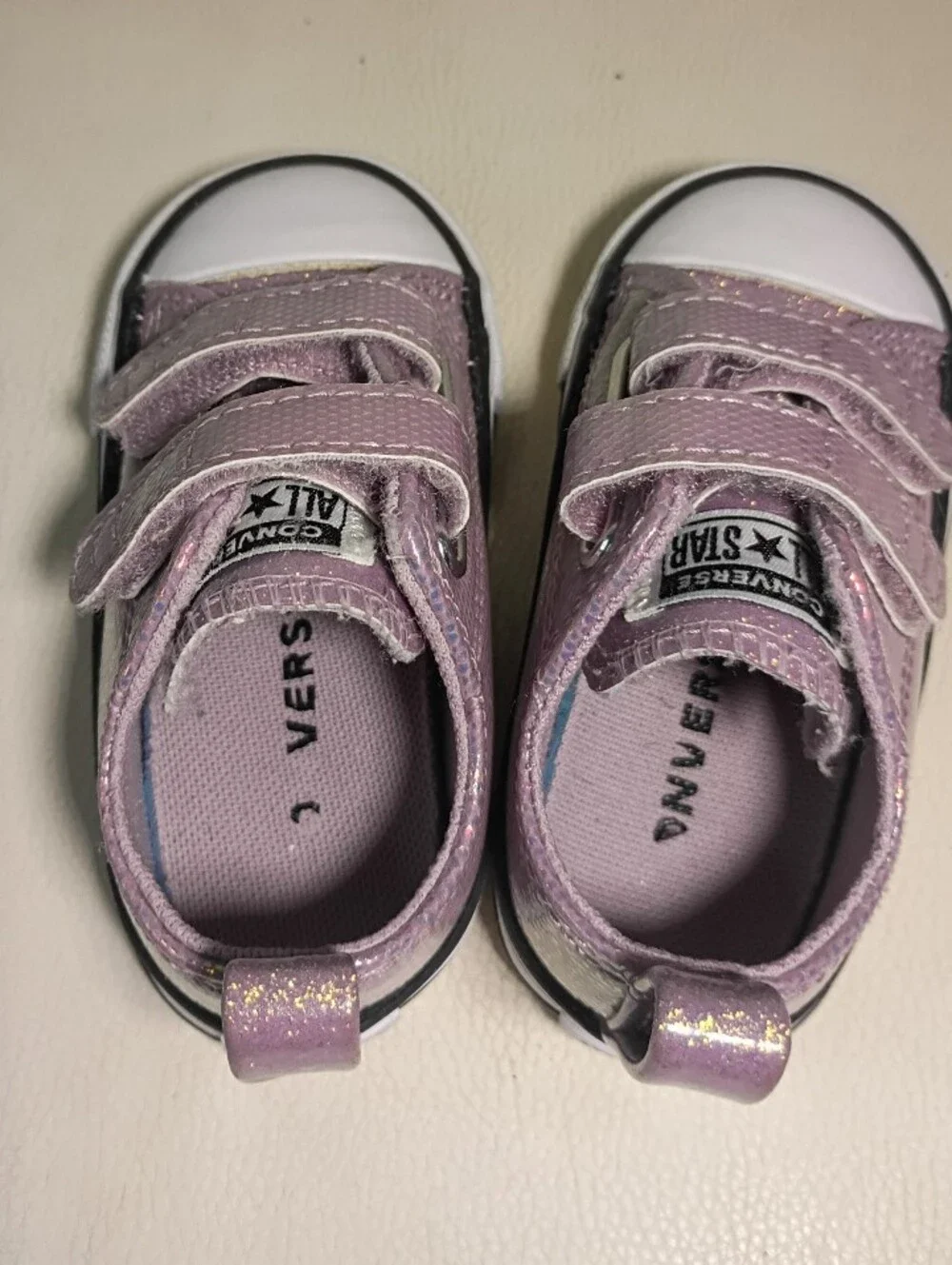 Converse Chuck Taylor All Star Disco Easy-On Lilac Glitter Toddler Shoes Size 4